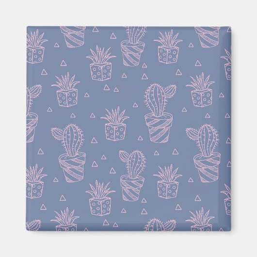 Pink und Lila Cartoon Cactus Pattern Magnet (Vorne)