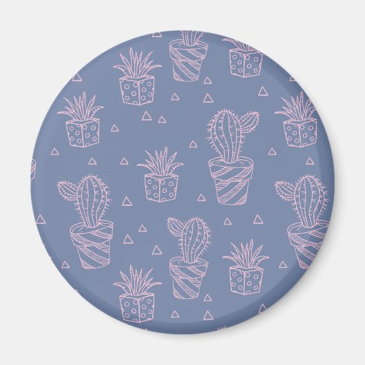 Pink und Lila Cartoon Cactus Pattern Magnet (Vorne)