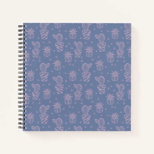 Pink und Lila Cartoon Cactus Pattern Notizblock (Vorderseite)
