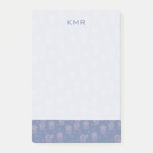 Pink und Lila Cartoon Kakteen-Muster Post-it Klebezettel (Vorderseite)