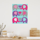 Pink und Lila Elephant Liebe Kinderzimmer Poster (Küche)