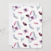 Pink und Lila Feathers Kinderdusche Einladung (Rückseite)