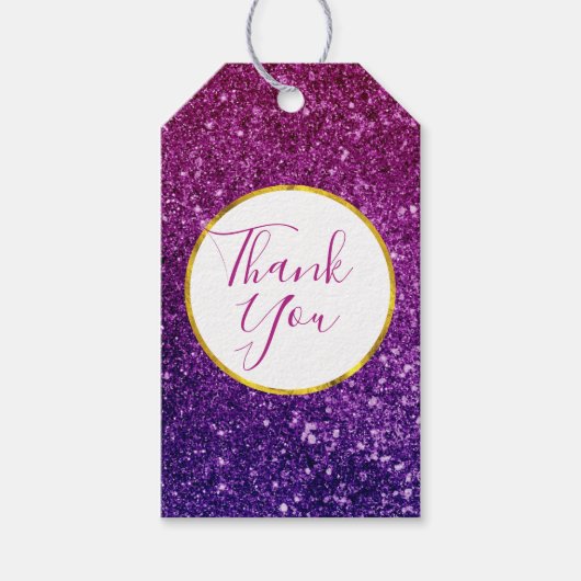 Pink und Lila funkelnde Edelsteine Vielen Dank Geschenkanhänger (Vorderseite)