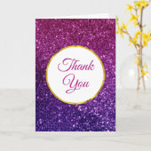 Pink und Lila funkelnde Edelsteine Vielen Dank Karte (Gelbe Blume)