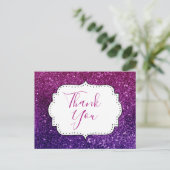 Pink und Lila funkelnde Edelsteine Vielen Dank Postkarte (Stehend Vorderseite)