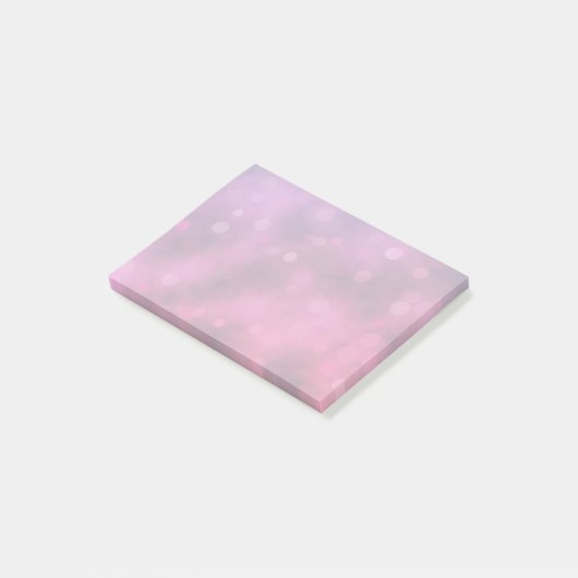 Pink und Lila funkelnde Lichter Bokeh Muster Post-it Klebezettel (angewinkelt)