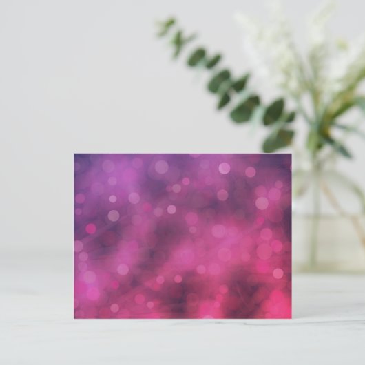 Pink und Lila funkelnde Lichter Bokeh Muster Postkarte (Stehend Vorderseite)