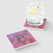 Pink und Lila funkelnde Lichter Bokeh personalisie Steinuntersetzer (Seitenansicht)