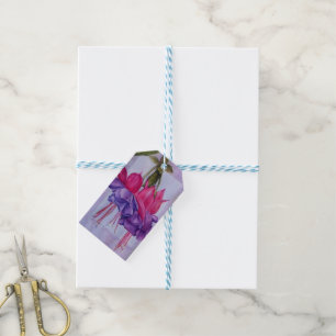 PINK UND LILA FUSCHIA BLUME GIFT TAGS GESCHENKANHÄNGER