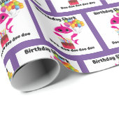 Pink und Lila Girl-Baby-Shark-Packpapier Geschenkpapier (Rolleneckpunkt)