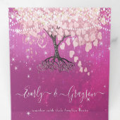 Pink und Lila Heart Leaf Tree Wedding Dreifach Gefaltete Einladung (Innen Erste Seite)
