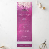 Pink und Lila Heart Leaf Tree Wedding Dreifach Gefaltete Einladung (Innenseite)