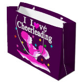 PINK UND LILA I LIEBE CHEERLEADING GIFT BAGS GROßE GESCHENKTÜTE (Rückseite Schrägansicht)