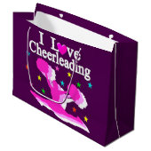 PINK UND LILA I LIEBE CHEERLEADING GIFT BAGS GROßE GESCHENKTÜTE (Vorderseite Schrägansicht)