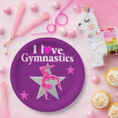 PINK UND LILA I LIEBE GYMNASTICS PAPIER TELLER (Party)