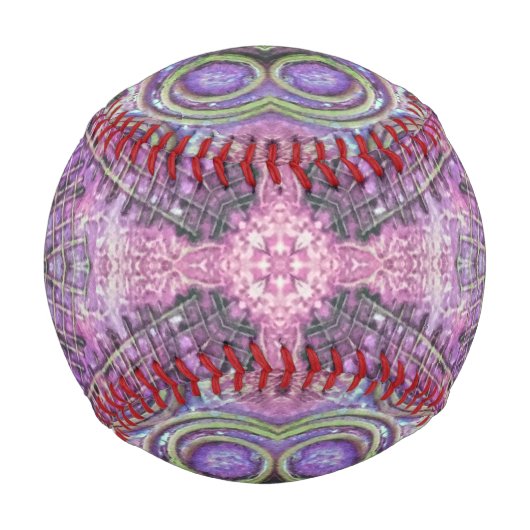 Pink und Lila Jewel Pattern Baseball (Rückseite)