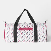 Pink und Lila Lacrosse Player-Muster Duffle Bag (Vorderseite)