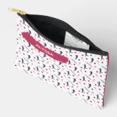 Pink und Lila Lacrosse Player-Muster Zubehörtasche (Offen)