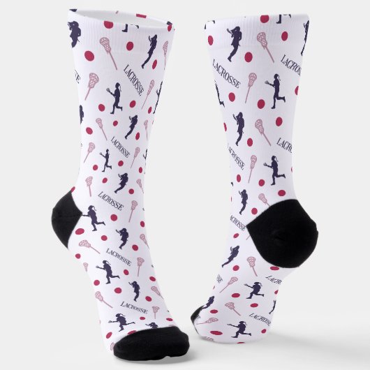 Pink und Lila Lacrosse Player Pattern Socken (Gewinkelt)