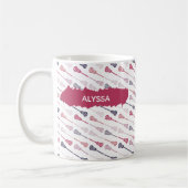 Pink und Lila Lacrosse Sticks Muster Kaffeetasse (Links)