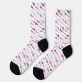 Pink und Lila Lacrosse Sticks Muster Socken (Linkes Detail)