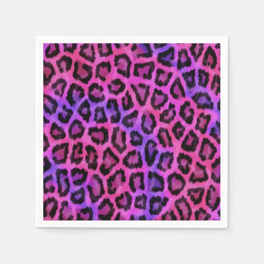 Pink und Lila Leopard-Pelzmuster Serviette (Vorderseite)
