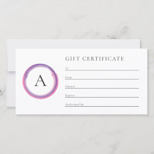 Pink und Lila Monogramm Geschäft Geschenkgutschein
