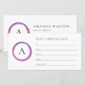 Pink und Lila Monogramm Geschäft Geschenkgutschein (Vorne/Hinten)