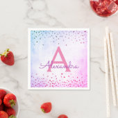 Pink und Lila Ombre Confetti Monogram Serviette (Beispiel)
