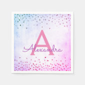 Pink und Lila Ombre Confetti Monogram Serviette (Vorderseite)