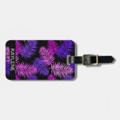 Pink und Lila Palm-Blätter Gepäckmarke Gepäckanhänger (Vorderseite horizontal)