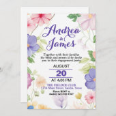 Pink und Lila Pastor Wildblumen Engagement Party Einladung (Vorne/Hinten)