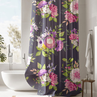Pink und Lila Peonies BlumenBouquet Duschvorhang