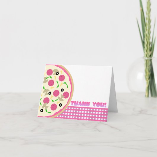 Pink und Lila Pizza Party Danke Note Card (Vorderseite)