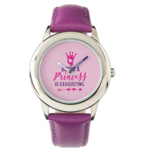 Pink und Lila Prinzessin zu sein ist anstrengend Armbanduhr