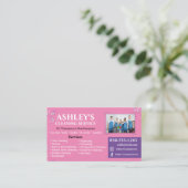 Pink und Lila Reinigungsdienstkarte Visitenkarte (Stehend Vorderseite)