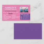 Pink und Lila Reinigungsdienstkarte Visitenkarte (Vorne/Hinten)