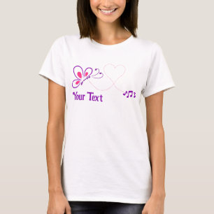 Pink und Lila Schmetterlingsherz T-Shirt