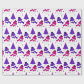 Pink und Lila Snowman Weihnachtsbaum Geschenkwrap Geschenkpapier (Flach)