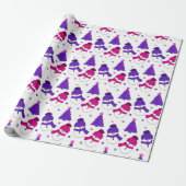 Pink und Lila Snowman Weihnachtsbaum Geschenkwrap Geschenkpapier (Ungerollt)