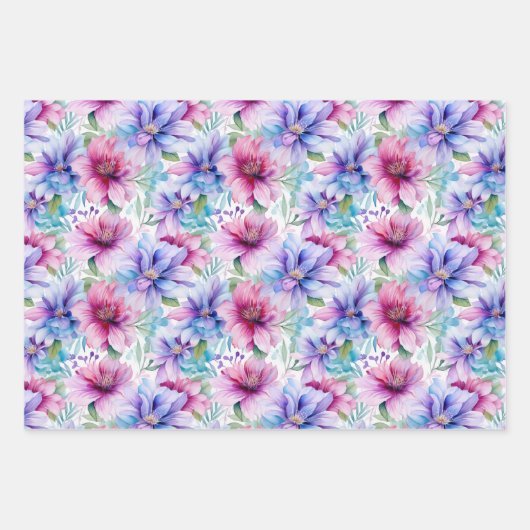 PINK UND LILA SPRINGFLÄCHEN GESCHENKPAPIER SET (Vorderseite 3)