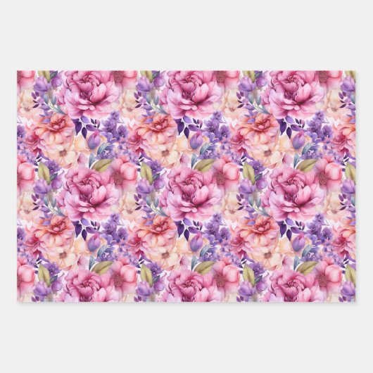 PINK UND LILA SPRINGFLÄCHEN GESCHENKPAPIER SET (Vorderseite)