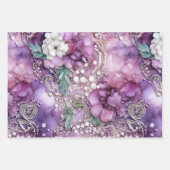 PINK UND LILA VERZIERTES VERÄNDERUNGSPAPIER GESCHENKPAPIER SET (Vorderseite)