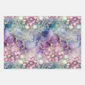 PINK UND LILA VERZIERTES VERÄNDERUNGSPAPIER GESCHENKPAPIER SET (Vorderseite)
