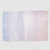Pink und Lilac Glitzer Bokeh Modernes Personalisie Golfhandtuch (Horizontal)