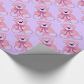 Pink und Lilac Teddy Bären Muster Packpapier (Ecke)