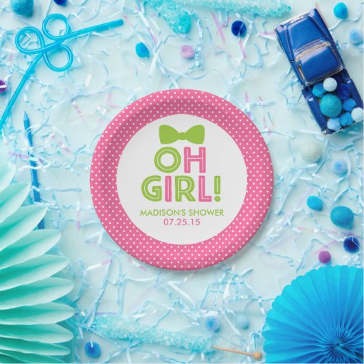 Pink und Lime Green Oh Girl Polka Dot Teller (Party)