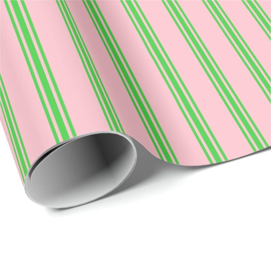 Pink und Lime, grüne Lines Wrapping Paper Geschenkpapier (Rolleneckpunkt)