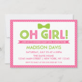 Pink und Limone Green Polka Dot Oh Girl Baby Dusch Einladung (Vorderseite)