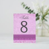 Pink und Magenta Wedding Tischnummer 8 V200 (Stehend Vorderseite)